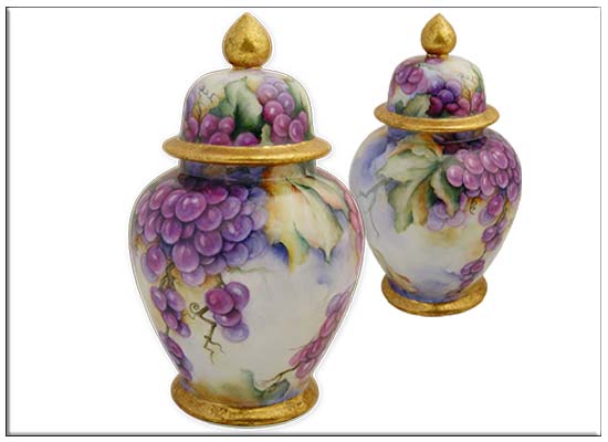 Purple Grapes ginger jar  by Anne Blake
