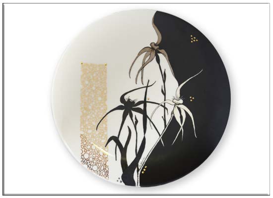 Silhouette Spider Orchid vase painted by Anne Blake